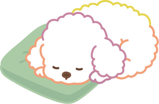 縁側で眠る犬のイラスト